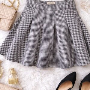 Beach Love California Houndstooth Peplum Skirt | Black White Flare Skirt Size M
